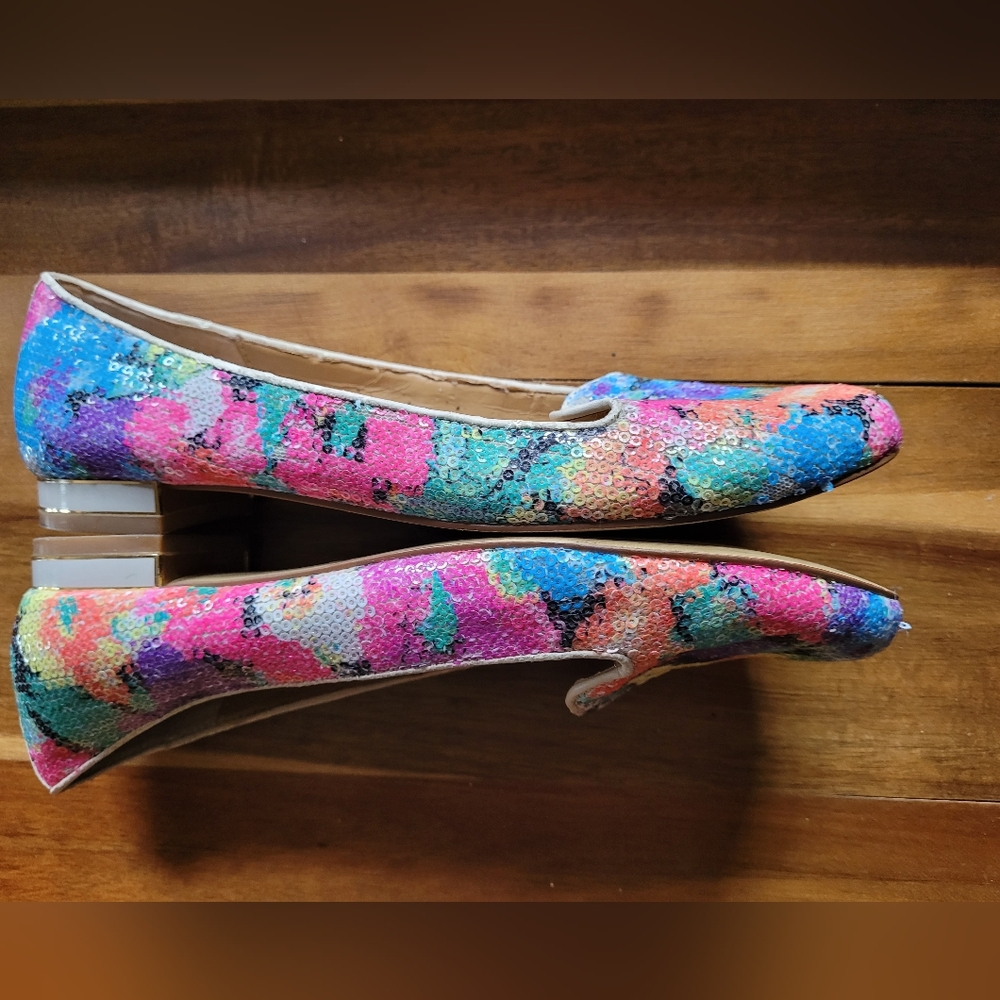 DV by Dolce Vita Hanna Botanical Sequin Loafers Multicolor Sparkle Flats Size 8. - Picture 5 of 10